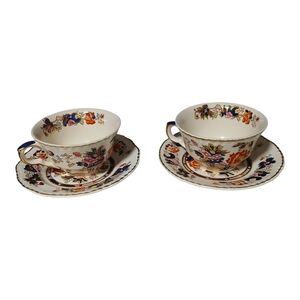 Elegant Manderin Teacup and Saucer Set - Multicolor